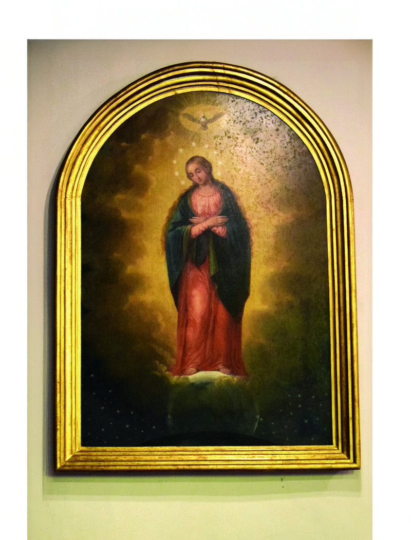 Szűz Mária olajkép a hajó északi falán