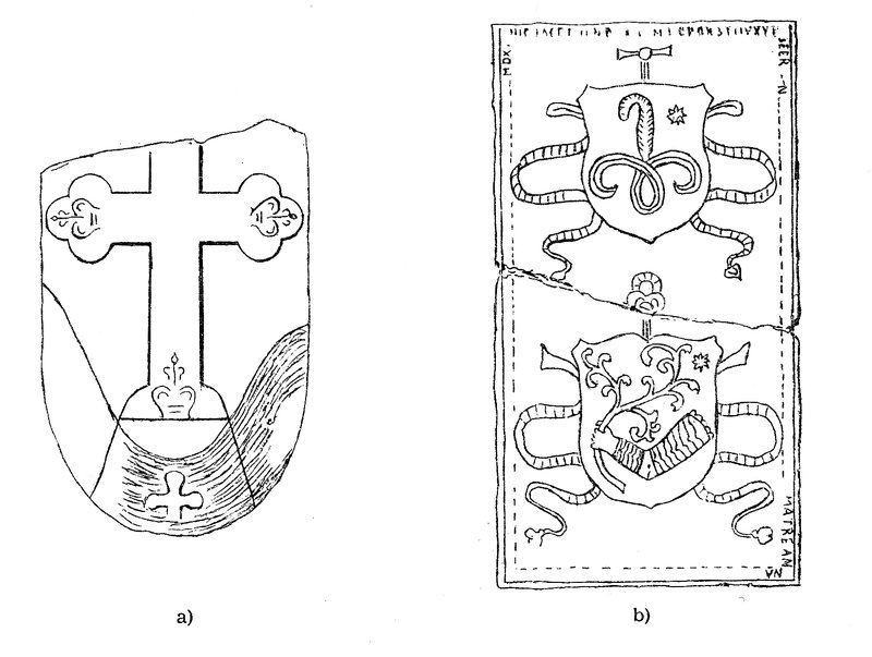 A szentélyben feltárt sírok fedlapjai (Felmérési rajz Könyöki József nyomán Vándor László